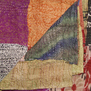 HomeRoots 60" Luxurious Multicolor Silk Throw - Handcrafted Artisanal Quilt, Versatile Blanket & Tapestry 358023