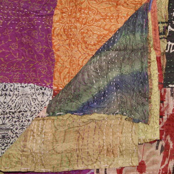 HomeRoots 60" Luxurious Multicolor Silk Throw - Handcrafted Artisanal Quilt, Versatile Blanket & Tapestry 358023