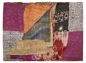 HomeRoots 60" Luxurious Multicolor Silk Throw - Handcrafted Artisanal Quilt, Versatile Blanket & Tapestry 358023