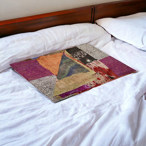 HomeRoots 60" Luxurious Multicolor Silk Throw - Handcrafted Artisanal Quilt, Versatile Blanket & Tapestry 358023