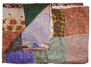 HomeRoots 60" Handcrafted Multicolor Silk Throw Blanket - Artisanal Charm, Versatile Decor, Gift-Ready! Silk - 60"x90" Red / Yellow / Purple / Green 358025