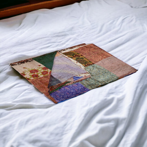 HomeRoots 60" Handcrafted Multicolor Silk Throw Blanket - Artisanal Charm, Versatile Decor, Gift-Ready! Silk - 60"x90" Red / Yellow / Purple / Green 358025