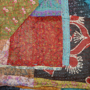 HomeRoots 60" Handcrafted Multicolor Silk Throw Blanket - Artisanal Charm, Versatile Decor, Gift-Ready! Silk - 60"x90" Black / Red / Blue / Green 358026