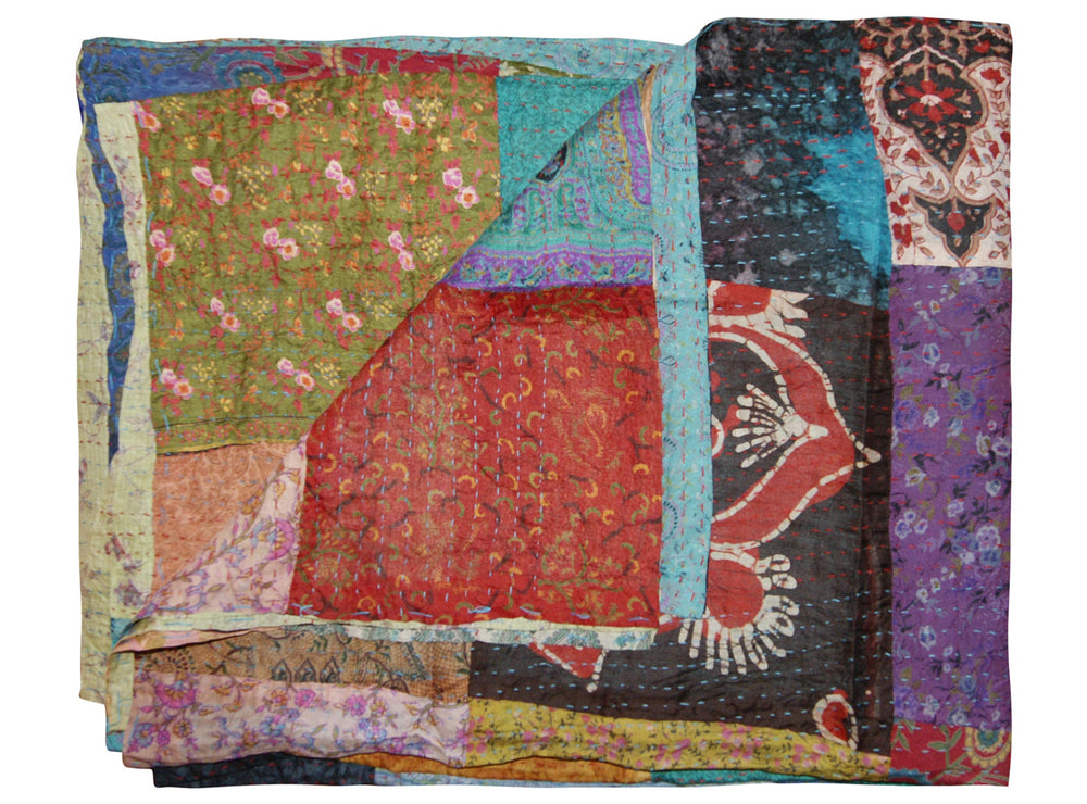 Homeroots 60" X 90" Silk Multicolor Throws Black ,Red ,Blue ,Green Silk 358026