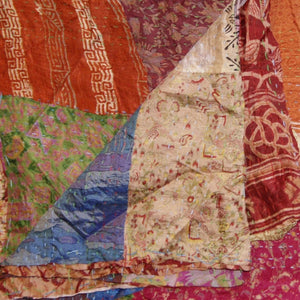 HomeRoots 60" Handcrafted Multicolor Silk Throw Blanket - Artisanal Charm, Versatile Decor, Gift-Ready! Silk - 60"x90" Pink / Orange / Blue / Cream 358027
