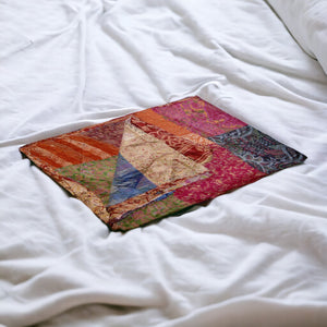 HomeRoots 60" Handcrafted Multicolor Silk Throw Blanket - Artisanal Charm, Versatile Decor, Gift-Ready! Silk - 60"x90" Pink / Orange / Blue / Cream 358027