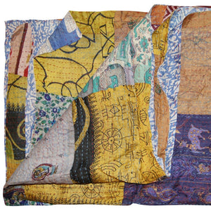 HomeRoots 60" Luxurious Handcrafted Silk Multicolor Throw - Vibrant Patchwork Blanket, Tapestry & Gift Idea 358028