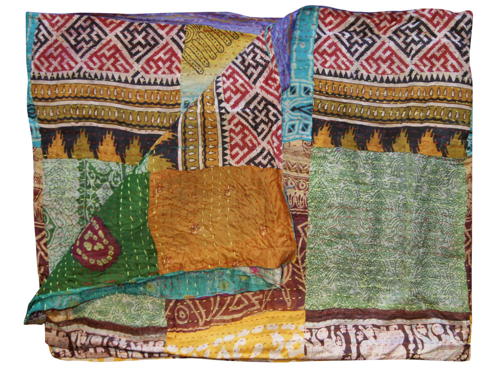 Homeroots 60" X 90" Silk Multicolor Throws Yellow ,Green ,Red ,Brown Silk 358031