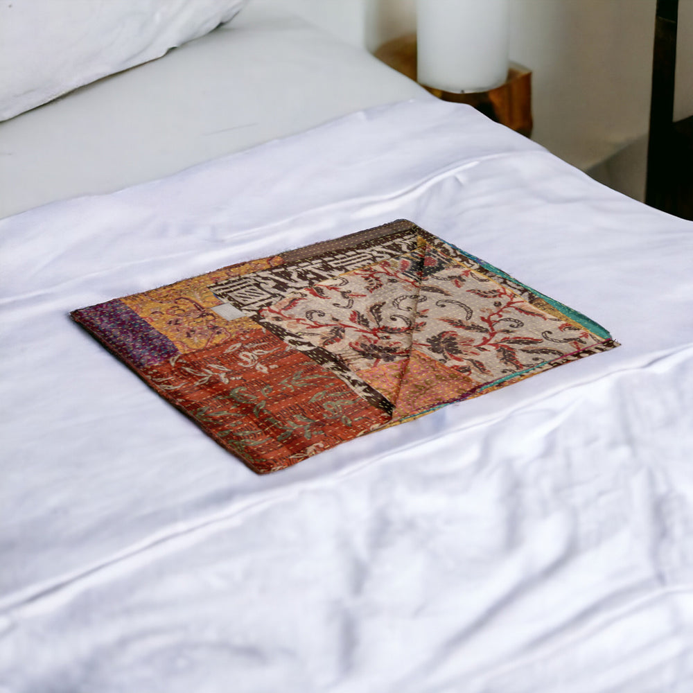 Homeroots 50" X 70" Silk Multicolor Throws Red ,Yellow ,Off,White Silk 358037