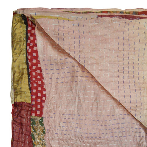 Homeroots 50" X 70" Silk Multicolor Throws Red ,Yellow ,Peach Silk 358038