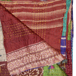 Homeroots 50" X 70" Silk Multicolor Throws Red ,Yellow ,Blue ,Green Silk 358040