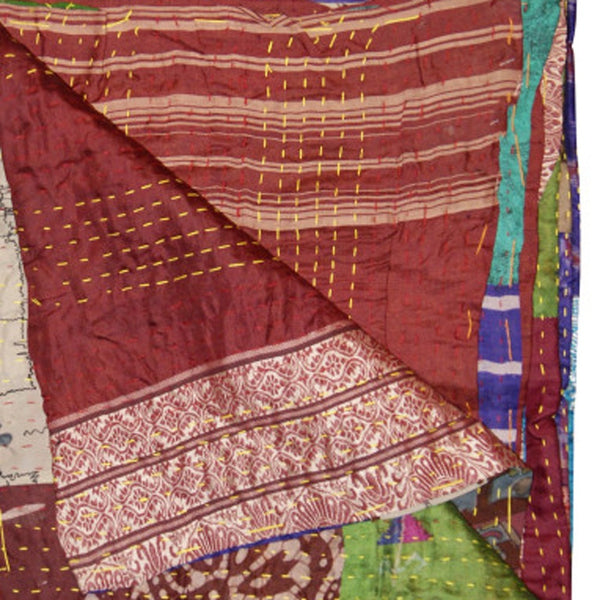 Homeroots 50" X 70" Silk Multicolor Throws Red ,Yellow ,Blue ,Green Silk 358040