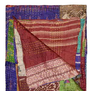 Homeroots 50" X 70" Silk Multicolor Throws Red ,Yellow ,Blue ,Green Silk 358040