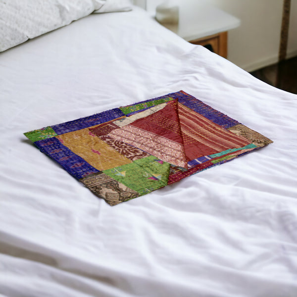 Homeroots 50" X 70" Silk Multicolor Throws Red ,Yellow ,Blue ,Green Silk 358040