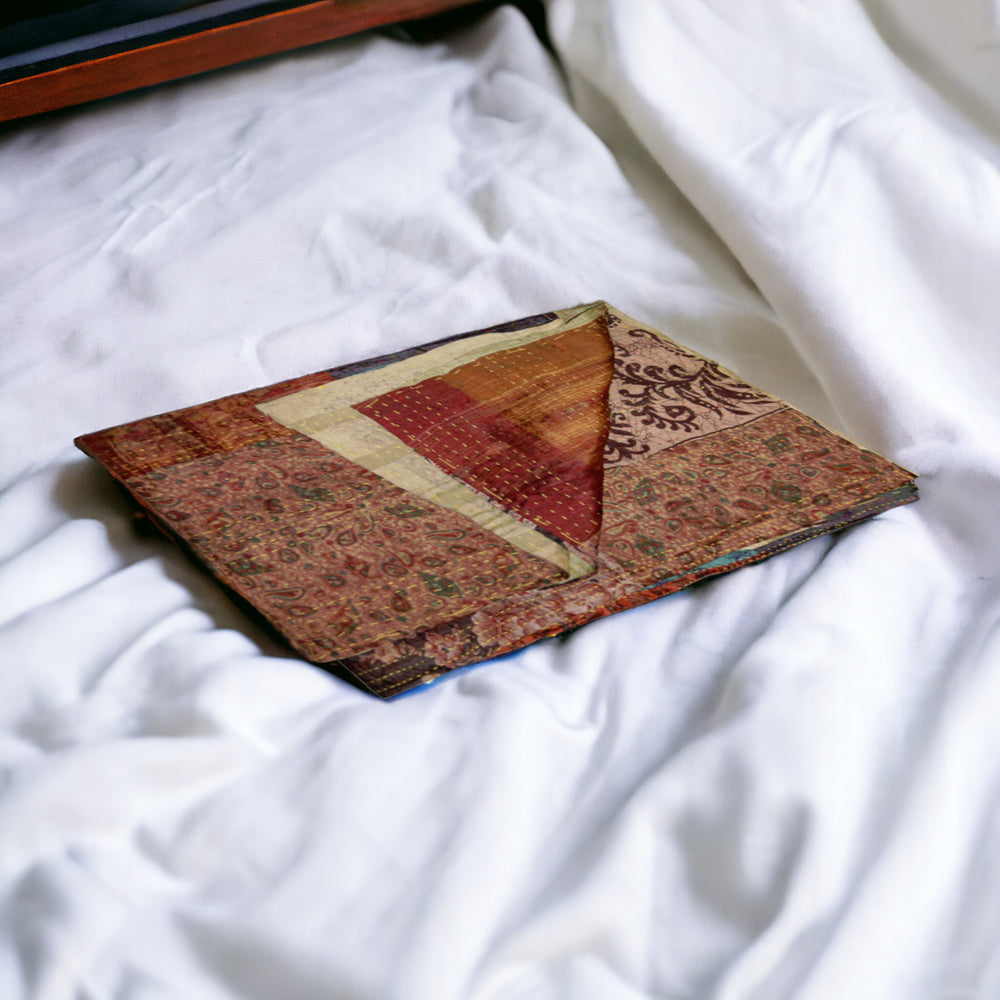 Homeroots 50" X 70" Silk Multicolor Throws Brown ,Red ,Yellow Silk 358045