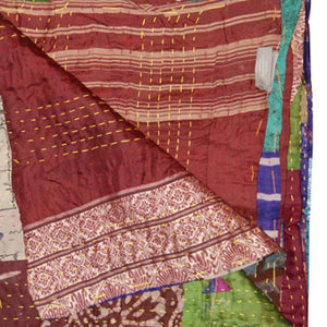 Homeroots 50" X 70" Silk Multicolor Throws Red,Purple ,Green ,Yellow Silk 358047