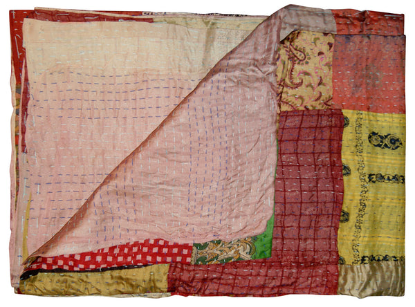 Homeroots 50" X 70" Silk Multicolor Throws Red ,Yellow ,Orange ,Cream Silk 358048