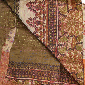 Homeroots 50" X 70" Silk Multicolor Throws Cream,Green ,Brown Silk 358050