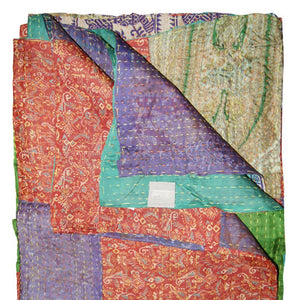 Homeroots 50" X 70" Silk Multicolor Throws Red ,Purple ,Blue ,Green Silk 358053