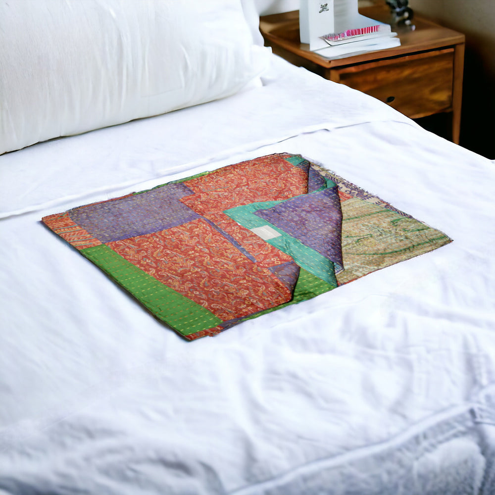 Homeroots 50" X 70" Silk Multicolor Throws Red ,Purple ,Blue ,Green Silk 358053