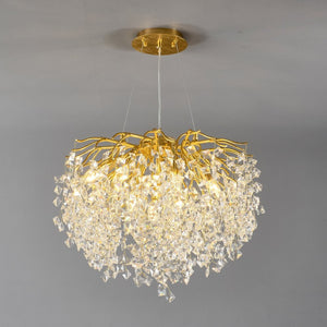 English Elm Modern Crystal Branch Chandelier Gold Aluminum Adjustable Arms Dining Room Glam W5008P391090