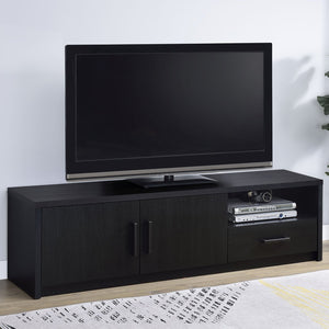 English Elm Ian Modern Black TV Stand Console with 2 Doors, Drawer & Shelf — Storage Media Center for 70" TVs B062P378249