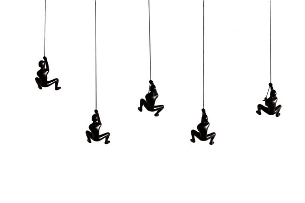 HomeRoots Set of Five Black Resin Climbing Men Sculptures - Modern 3D Wall Art for Unique Home Decor 358142