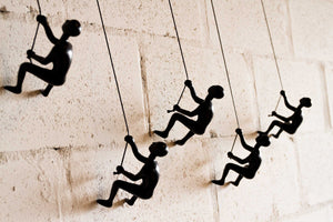 HomeRoots Set of Five Black Resin Climbing Men Sculptures - Modern 3D Wall Art for Unique Home Decor 358142