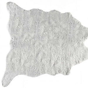 HomeRoots 4' X 5' Gray Faux Fur Area Rug - Plush, Washable Design for Cozy Homes & Modern Décor Styles 358153