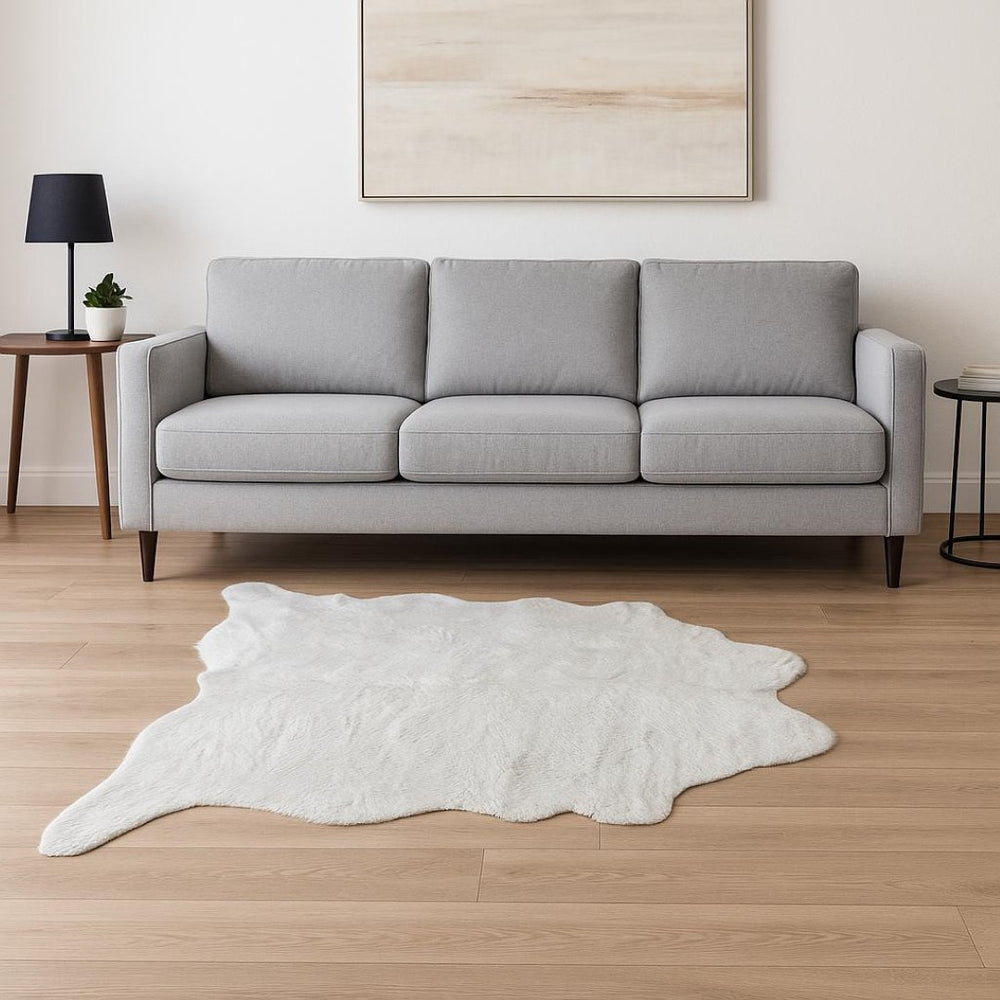 HomeRoots 5' X 8' Gray Faux Fur Area Rug - Luxurious, Washable & Soft for Cozy Living Rooms or Nurseries 358154