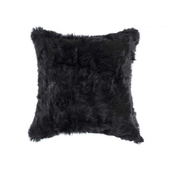 Homeroots 18" Black Wool Throw Pillow   358156