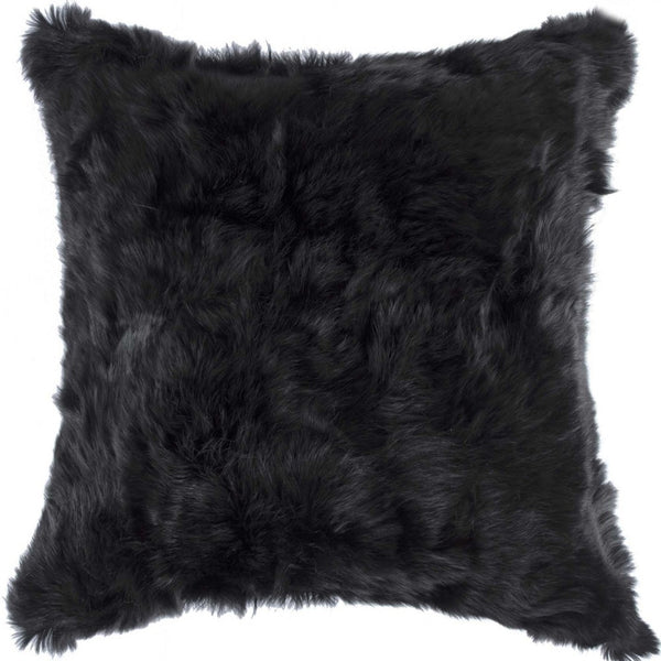 Homeroots 18" Black Wool Throw Pillow   358156