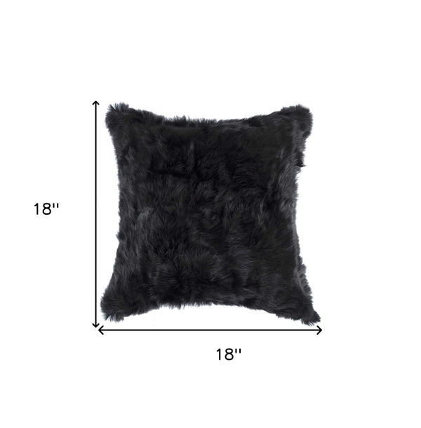 Homeroots 18" Black Wool Throw Pillow   358156