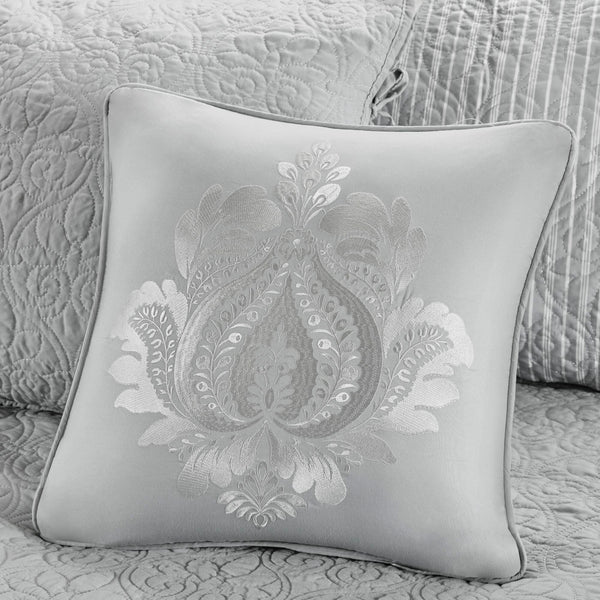 JLA Home Madison Park - 6 Reversible Daybed Cover Set with Antimicrobial Protection, Quilted Texture, Striped Skirt & Pillow Grey MP13-4970