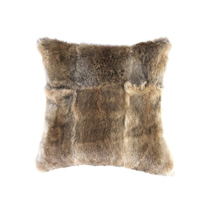 Homeroots 5" X 18" X 18" 100% Natural Rabbit Fur Hazelnut Pillow   358159