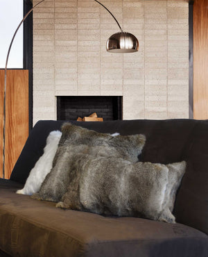 Homeroots 5" X 18" X 18" 100% Natural Rabbit Fur Hazelnut Pillow   358159