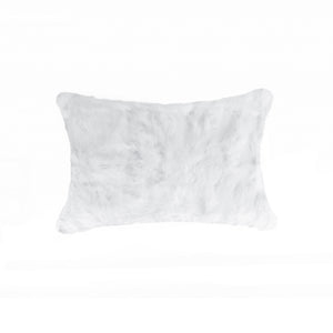 Homeroots 5" X 12" X 20" 100% Natural Rabbit Fur White Pillow   358160