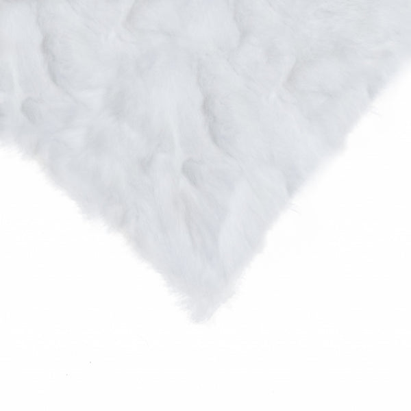 Homeroots 5" X 12" X 20" 100% Natural Rabbit Fur White Pillow   358160