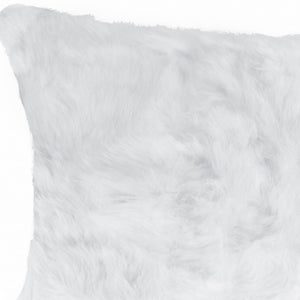 Homeroots 5" X 12" X 20" 100% Natural Rabbit Fur White Pillow   358160