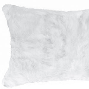 Homeroots 5" X 12" X 20" 100% Natural Rabbit Fur White Pillow   358160