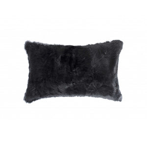 Homeroots 12" X 20" Black Wool Throw Pillow   358161