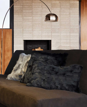 Homeroots 12" X 20" Black Wool Throw Pillow   358161