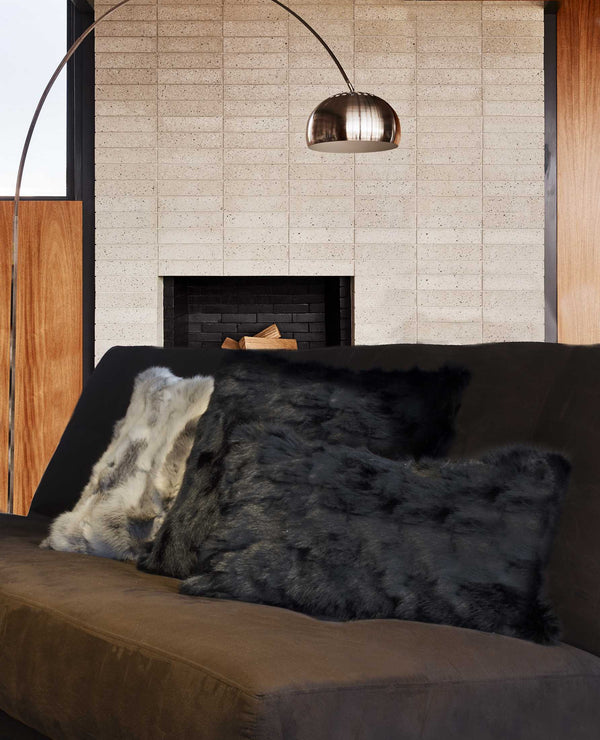 Homeroots 12" X 20" Black Wool Throw Pillow   358161