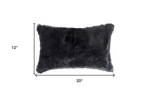Homeroots 12" X 20" Black Wool Throw Pillow   358161