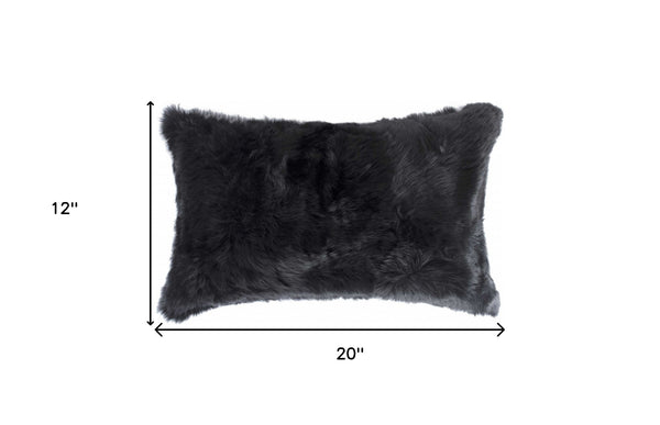 Homeroots 12" X 20" Black Wool Throw Pillow   358161