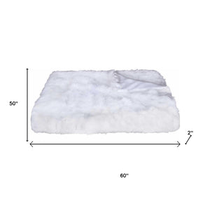 HomeRoots White Plush Reversible Throw Blanket – Luxurious Knitted Rabbit Texture for Cozy Living Spaces 358165
