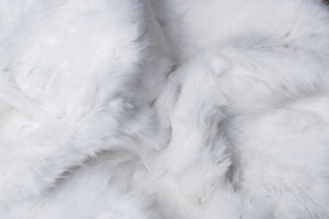 HomeRoots White Plush Reversible Throw Blanket – Luxurious Knitted Rabbit Texture for Cozy Living Spaces 358165