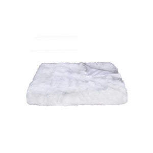 HomeRoots White Plush Reversible Throw Blanket – Luxurious Knitted Rabbit Texture for Cozy Living Spaces 358165