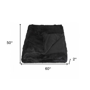HomeRoots Black Knitted Rabbit Plush Reversible Throw - Luxuriously Soft, Cozy, and Versatile Home Accent 358166