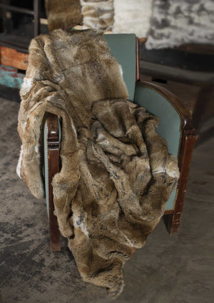 Homeroots 2" X 50" X 60" 100 Natural Rabbit Fur Hazelnut Throw Blanket  Rabbit Fur 358169
